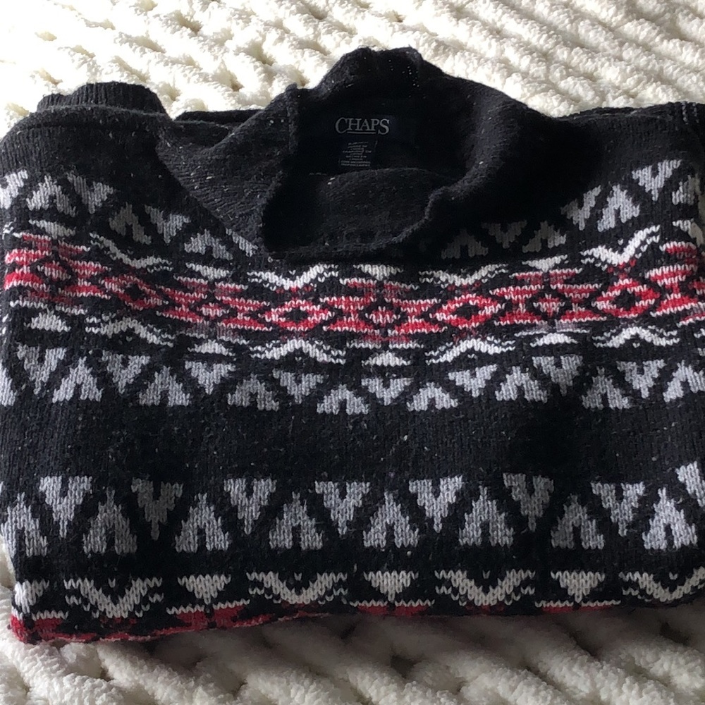 Chaps women’s loose turtleneck sweater. Size small petite. Black flecked. NWT.